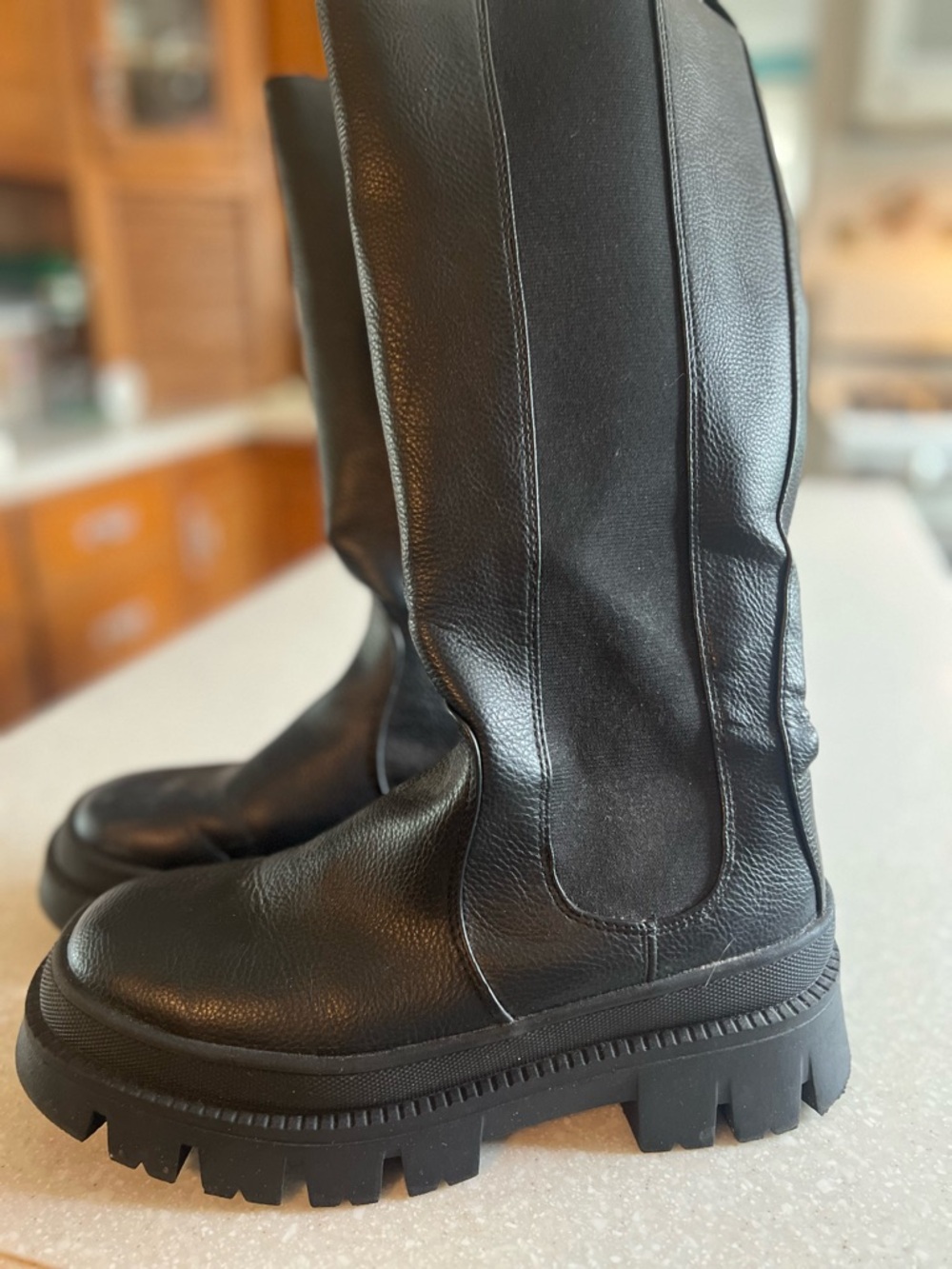 a new day Black Chunky Lug Combat Boots